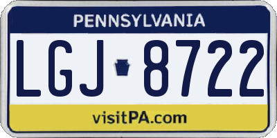 PA license plate LGJ8722