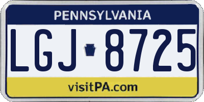 PA license plate LGJ8725