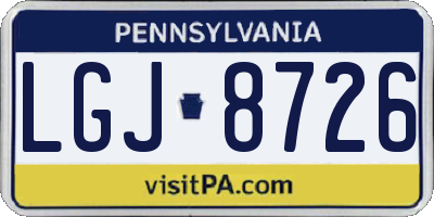 PA license plate LGJ8726
