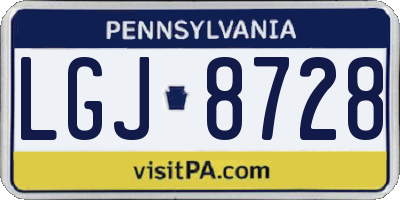 PA license plate LGJ8728