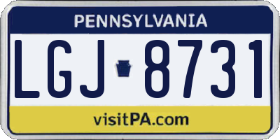 PA license plate LGJ8731