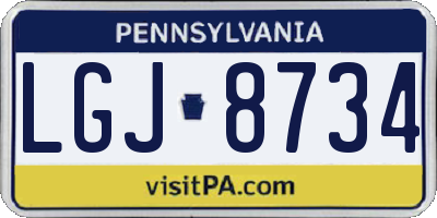 PA license plate LGJ8734