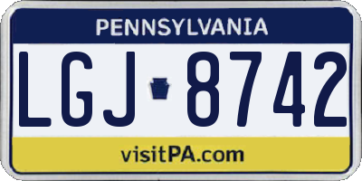 PA license plate LGJ8742