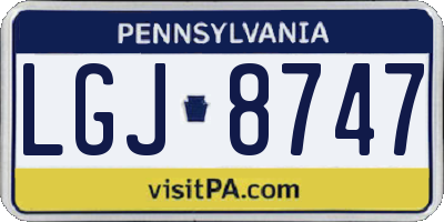 PA license plate LGJ8747