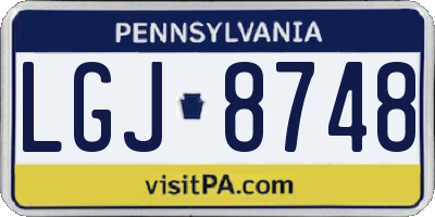 PA license plate LGJ8748