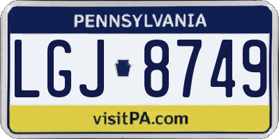 PA license plate LGJ8749