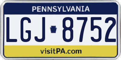 PA license plate LGJ8752