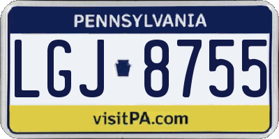 PA license plate LGJ8755