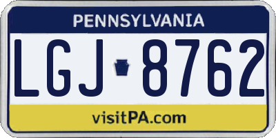 PA license plate LGJ8762