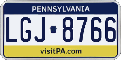 PA license plate LGJ8766