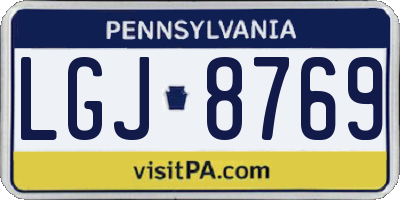 PA license plate LGJ8769