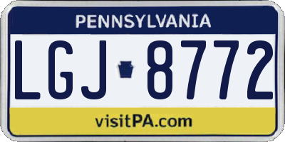 PA license plate LGJ8772
