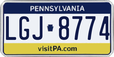 PA license plate LGJ8774