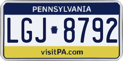 PA license plate LGJ8792