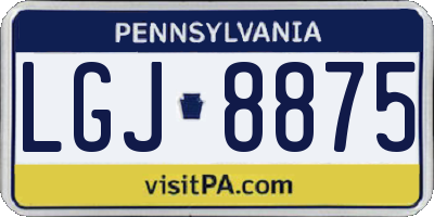 PA license plate LGJ8875