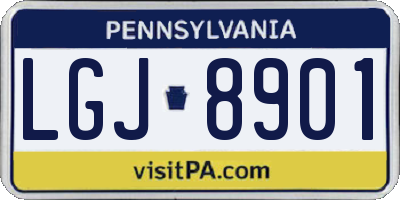 PA license plate LGJ8901