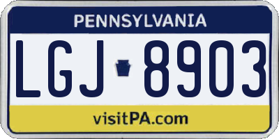PA license plate LGJ8903