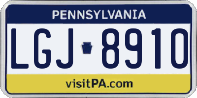 PA license plate LGJ8910