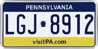 PA license plate LGJ8912