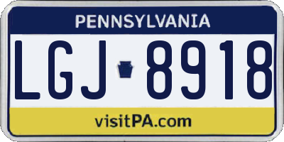PA license plate LGJ8918