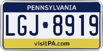 PA license plate LGJ8919