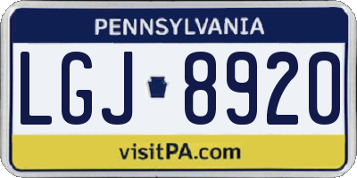 PA license plate LGJ8920
