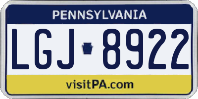 PA license plate LGJ8922