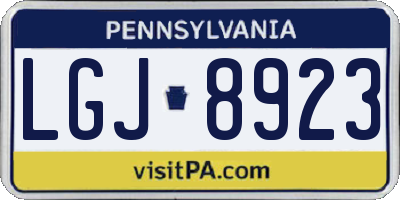 PA license plate LGJ8923