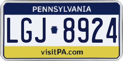 PA license plate LGJ8924