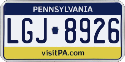 PA license plate LGJ8926