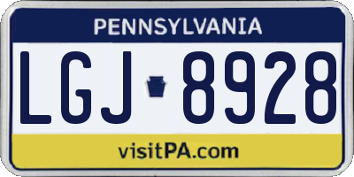 PA license plate LGJ8928