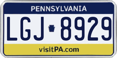 PA license plate LGJ8929