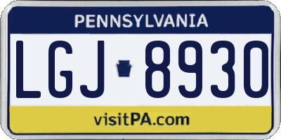 PA license plate LGJ8930