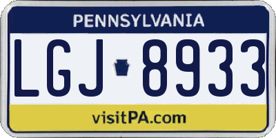 PA license plate LGJ8933