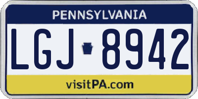 PA license plate LGJ8942