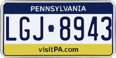 PA license plate LGJ8943