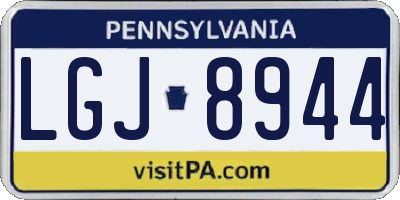 PA license plate LGJ8944