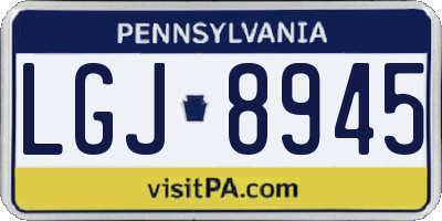 PA license plate LGJ8945