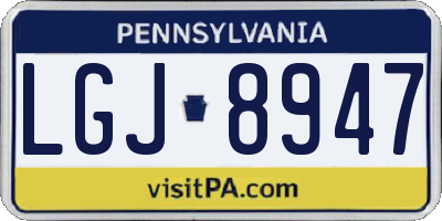 PA license plate LGJ8947