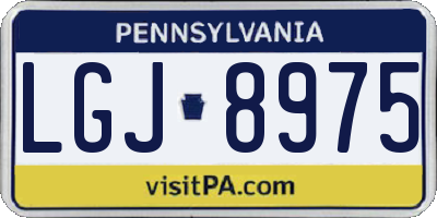 PA license plate LGJ8975