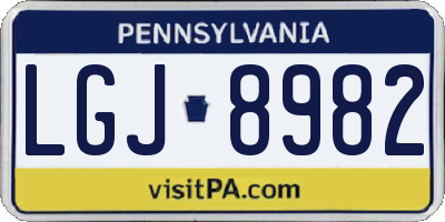 PA license plate LGJ8982