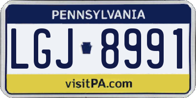 PA license plate LGJ8991