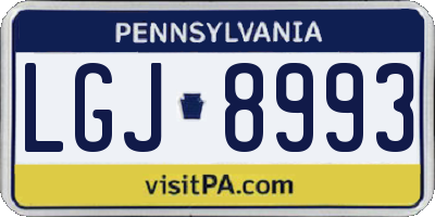 PA license plate LGJ8993