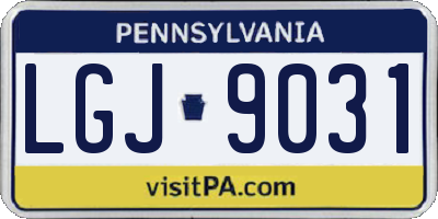 PA license plate LGJ9031