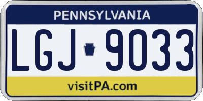 PA license plate LGJ9033