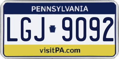 PA license plate LGJ9092