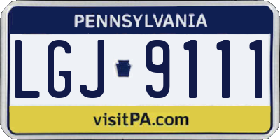 PA license plate LGJ9111