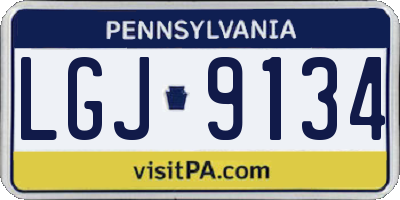PA license plate LGJ9134