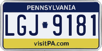 PA license plate LGJ9181