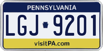 PA license plate LGJ9201